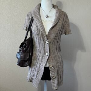 2000s cream cable knit button up cardigan